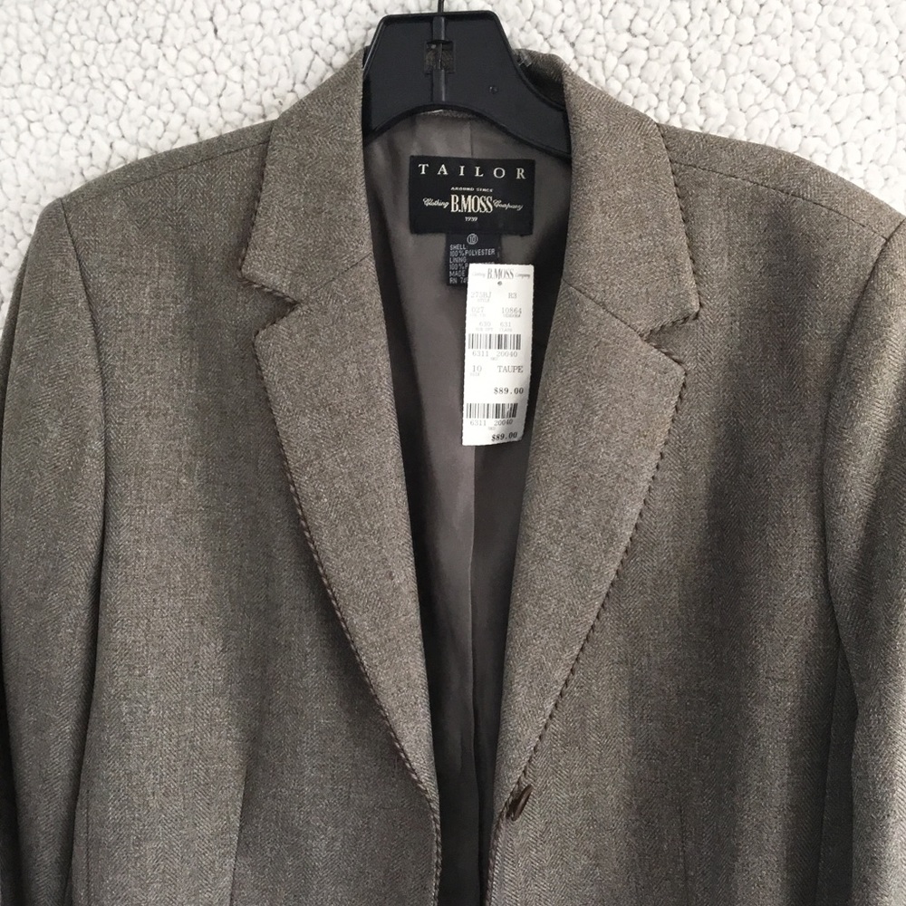 New Taylor B. Moss Taupe Blazer Size 10 - Picture 5 of 15